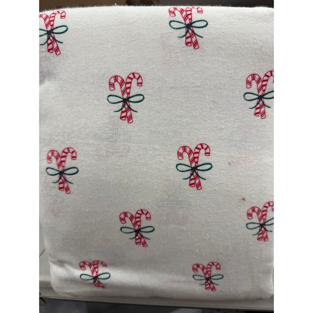 #155 Wondershop King Flannel Christmas Sheet Set Candy Cane Holiday Bedding 4pc